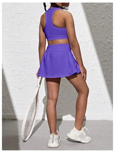 Image of SOLY HUX Toddler Girl's 2 Piece Workout Outfits Lightweight Crop Tank Tops and Skort Athletic Set