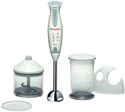 Bosch Mixxo MSM6500 - Batidora de mano, 600 W, regulador electrónico de velocidad, cúpula con cuatro cuchillas, con soporte de...
