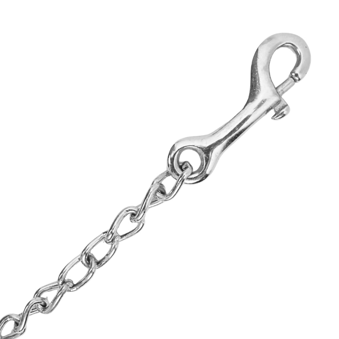 JA3007 Führkette Lederführleine mit Kette – Hochwertige Führkette Vorführleine aus Leder für Pferde, Show & Training (Schwarz)