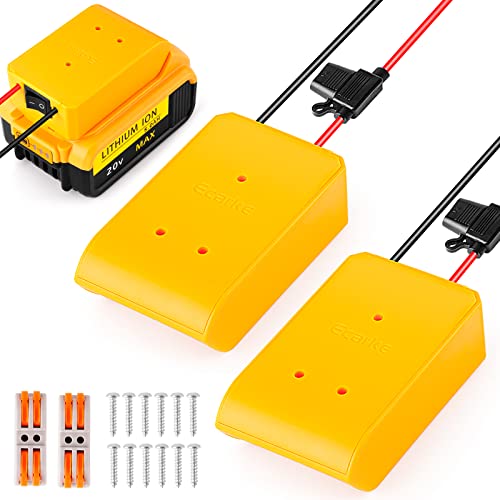 Ecarke Power Wheel Adapter Battery Adapter forDeWalt 20V Max Battery 18V,Wire,for DIY Ride On Truck, Robotics, RC Toys 12 Gauge Robotics with Fuse & Switch Power Convertor Dock Power Connector (2 Pcs)