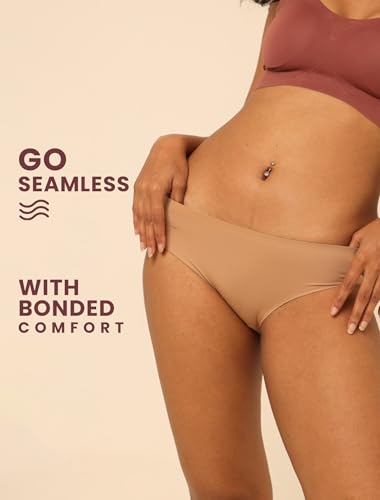Image of Krvvy Low Waist Mid Coverage Seamless Bikini Panty for Women | Ultrasoft Underwear with 100% Cotton Gusset & Ventilation Holes