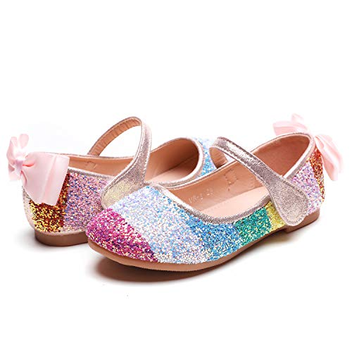 Minibella Girl's Rainbow Glitter Ballet Flats Princess Mary Jane Dress Shoes #TOP6