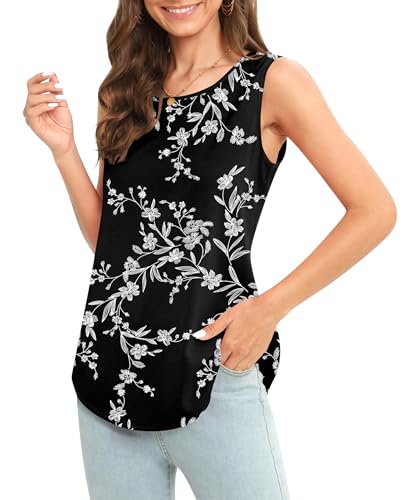Image of Women's Sleeveless Chiffon Tank Top Business Casual Blouse Tunic Top