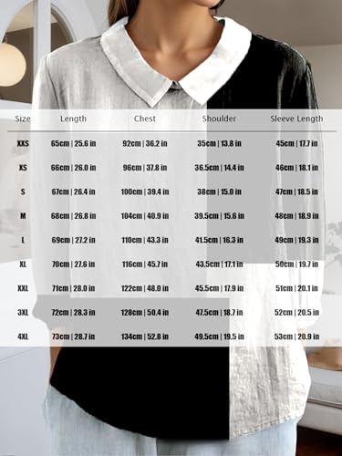 Women's Boho Floral Cotton Linen 3/4 Sleeve Shirt Top Dressy Summer Fall Casual Cute Lapel Loose Blouse3