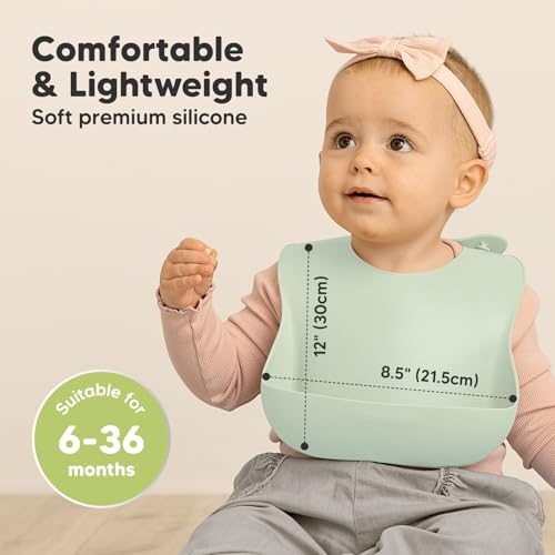 Image of KeaBabies 2-Pack Silicone Bibs for Babies, Toddlers Girl, Boy (Pastel Sky)