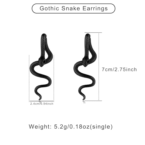 Gothic Black Snake Earrings for Women, Halloween Vintage Black Punk Snake Earring Witch Goth Stud Jewelry Gift4