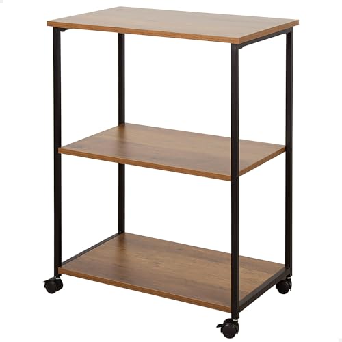 AKTIVE MAX Home Estantería con Ruedas, 3 estantes, 48x30x62 cm, Acero y Madera, Fácil Montaje, Resistente, Duradera, Muebles de salón, Estanterías Madera, Librería (18457)