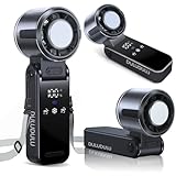 duludulu Hand Held Fan with Ice Cooler, Portable USB Rechargeable Turbo Fans, Personal Mini Handheld Fan 5 Speeds Led Display Foldable Small Fans for Home Office Travel (Black)