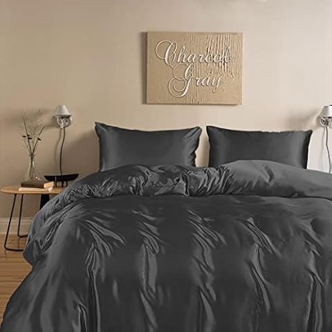 LINENWALAS - 100% Natural Tencel Core Bedding Set-1 Duvet Cover, 1 Fitted, 2 Pillow cases - Softest Cool Eucalyptus Bedding Perfect for skincare (King, Grey) Cover