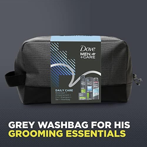 Dove Men+Care Daily Care Washbag Essentials Gift Set including Soap Bar & Washbag perfect gifts for him 4 piece gift