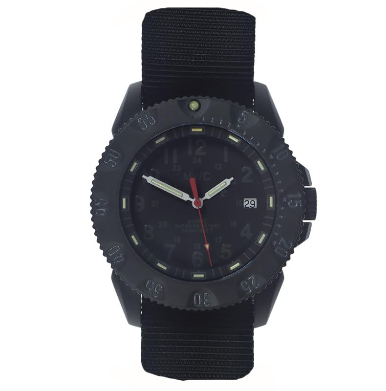 MWCP656 Tactical Subdual Titanium Swiss Quartz GTLS Tritium NATO Black Date Military Watch Men, Nero