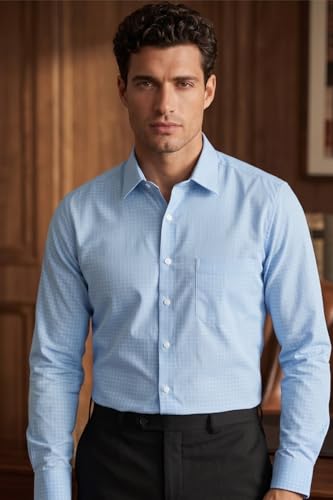 Image of Louis Philippe Men's Slim Fit Easy to Iron Everyday wear Premium Cotton Full Sleeve Textured Formal Shirt