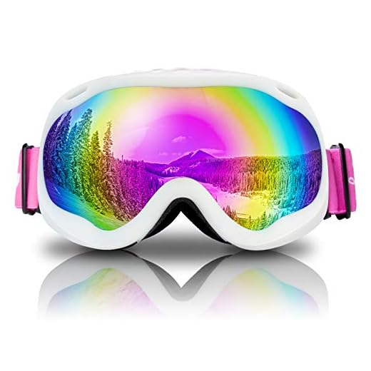 Keary Youth Kids Ski Goggles Snowboard Goggles, Anti Fog Snow Goggles for Boys Girls Youth Age 5-16, 100%UV Protection Dual Layers Spherical Mirror Lens Helmet Compatible, Kid Winter Sport Goggles OTG