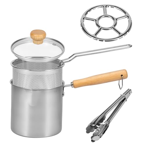 ZJRDYYK Small Deep Fryer Pot with Basket, Lid, Stove Rack and Food Clip, 304 Stainless Steel Frying Pot,Japanese Tempura Deep Fryer Pot for Frying Fish Shrimp Chicken and Fries