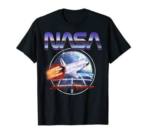 NASA Space Explorer 80's Neon Chrome Retro Vintage T-Shirt