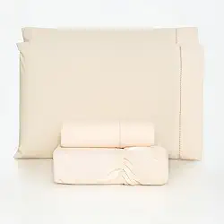 JOGO DE LENÇOL CASAL 4 PEÇAS 100% ALGODÃO 200 FIOS COM ACABAMENTO EM PONTO PALITO (Palha)