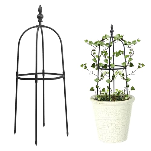 Topiary Frame, Obelisk Trellis for Potted Plants Trainer Forms Small Climbing Pots Garden, 13" Dia x 35" Tall, Round Rustproof Thicken Metal Cage Tower Support for DIY Rose Vine Flower Indoor Outdoor