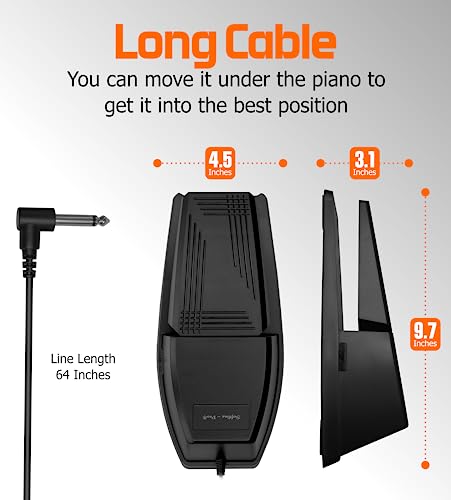 Image of Softline Pro Universal Sustain Pedal for Keyboard, Damper Foot Switch Pedal, 1 /4 Inch Jack for Yamaha Casio Roland Korg Behringer Digital Pianos, Electronic Keyboards and Midi Keyboards, SP-139