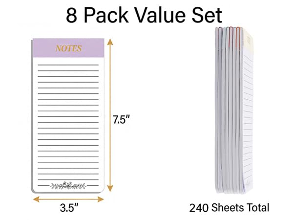 Bloc-notes magnétiques Thboxes lot de 8 blocs lignés pour listes de courses sur frigo