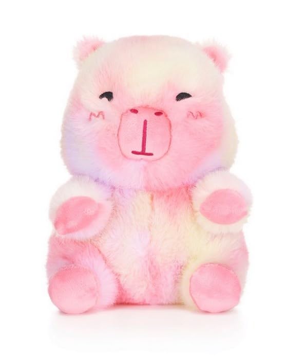 UKToyworld Pink Capybara Soft Toy 8" Pastel Sitting Capy Plush (PINK)