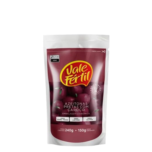 Azeitona Preta em Conserva com Caroço Vale Fértil Sachê 150g
