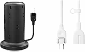 (未使用･未開封品)エレコム 電源タップ タワー型 延長コード [ 12個口 &amp; USB×5ポート ] 固定パーツ付 雷ガード ほこりシャッター 2m ブラック ECT-0720BK Amazon.co.jp: エレコム 電源タップ タワー型 延長コード [ 12