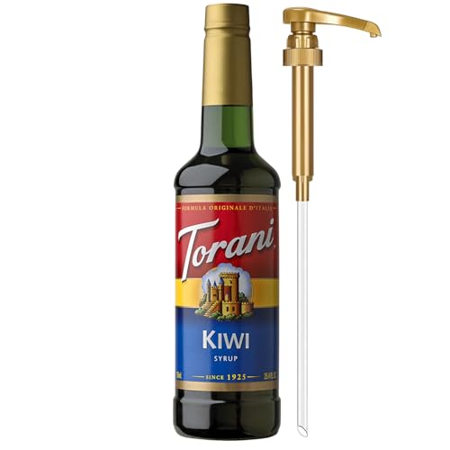 Image of Torani Kiwi Syrup for Drinks, Flavoring for Iced Tea, Lemonade, Sodas, and Cocktails, Pump Included, 25.4 Oz