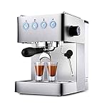 QJRGUY Semi-Automatic Machine, Espresso with Milk Frother, Latte and Cappuccino Coffee Maker, 15 of Pressure, 1.7L Tank, 1450W, Stainless Steel