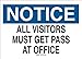 Brady 95230 Premium Fiberglass Admittance Sign, 10" X 14", Legend "All Visitors Must Get Pass At Office"