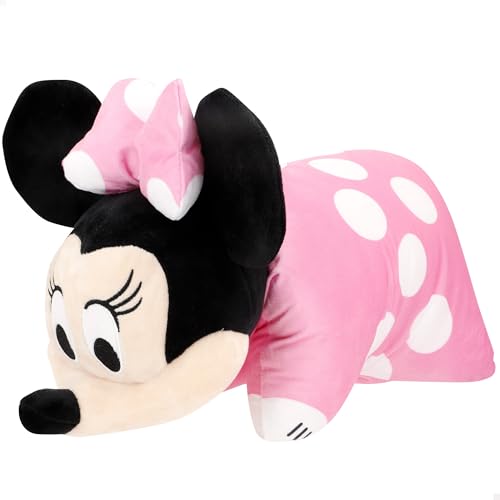 COLORBABY Minnie Cojín Infantil niño, 45x28 cm, Peluche Almohada 2 en 1, Color Rosa, Poliéster, Aterciopelado y Suave, Cojines Divertidos, Juguetes niños 3 años (77839)