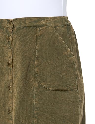Angie Women's Corduroy Button Up Skirt with Panels and Pockets3