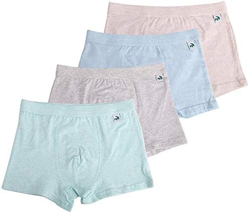 KiMiSUGOi Boys Boxer Briefs, Pack of 4 Solid Breathable Soft Cotton Toddler Underwear for 2-18 Years