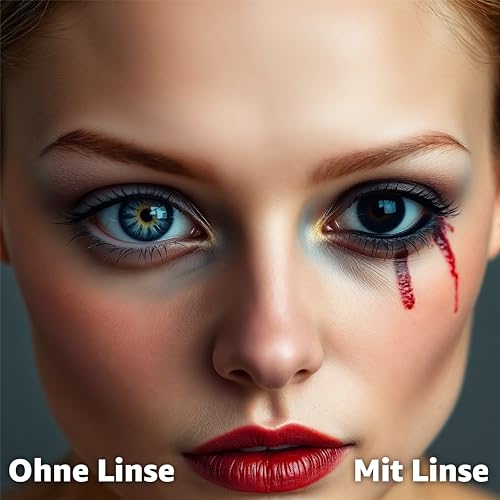 Schwarz Farbige Linsen & Geprüfte Kontaktlinsen - Grußlige Tageslinsen für Halloween & Fasching - ohne Stärke - Vampir & Dracula (1 Paar / 2 Stück)(Schwarz)