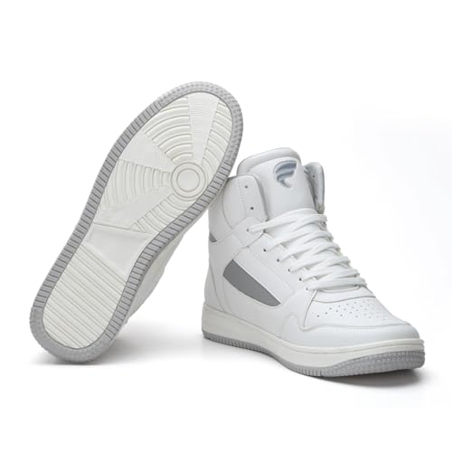 Image of FIELD CARE Faster Casual Comfort Fashion Stylish Hi-Top Basket Ball Sneakers (White /Grey, UK Footwear Size System, Adult, Men, Numeric, Medium, 10)