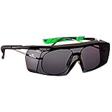 NoCry Tinted Over-Spec Safety Glasses - with Anti-Scratch Wraparound Lenses, Adjustable Arms, and UV400 Protection. ANSI Z87.1 & OSHA Certified, Grey & Green Frames