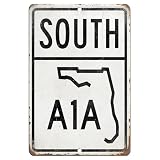Florida Scenic Highway Road Sign Replica - Rustic Highway Marker Route A1A - Heavy Gauge Aluminum - Available in 5' x 7', 8' x 12' and 12' x 18'