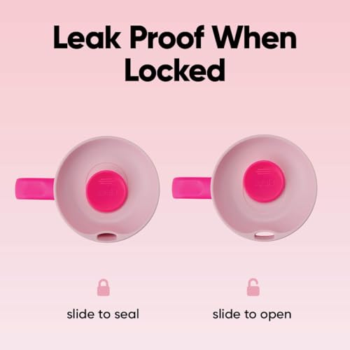 Image of Owala SmoothSip Slider Stainless Steel Insulated Travel Mug with handle, 100% Leak Proof, For Hot and Cold Drinks, Travel Friendly with Sliding Lock Lid, 12oz, BPA Free, Leak Proof, Pucker Up