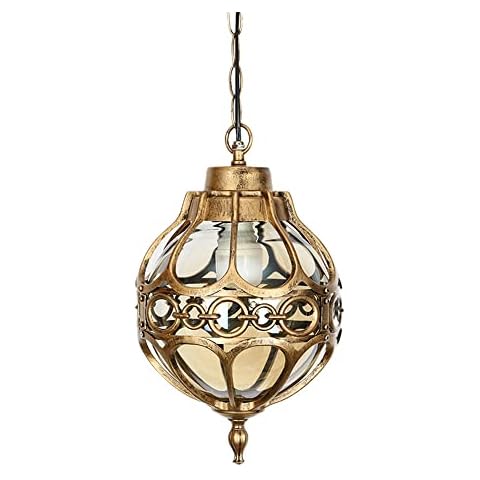 Vintage Pendant Lights Outdoor Waterproof Ceiling Lights Industrial Aluminum Glass Hanging Chandelier Lighting E27 Retro Spherical Glass Lantern Pendant Lights Adjustable for Villa, Yard Cover