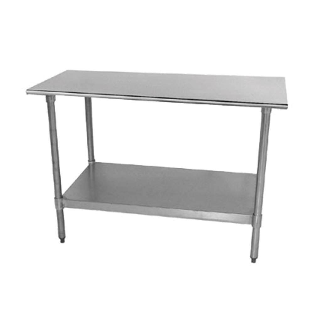 Advance Tabco TT-185 Work Table, 60" W x 18" D, 18 Gauge 430 Stainless Top with Rolled Rim on Front & Rear, 18 Gauge Adjustable Galvanized Steel Undershelf
