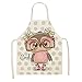 1 szt. Sowa Kwiat Cartoon Wzór Drukowany Bawełniany i Lniany Fartuch Kobiecy-WQL0148-18,47x38cm dla dzieci