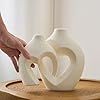 Zormon White Vases for Decor, Heart Shaped Ceramic Vase Set of 2, Nordic Heart Shaped Vases, Minimalist Decorative Vase for Table Centerpiece Wedding Dining Living Room Office House Decoration #4