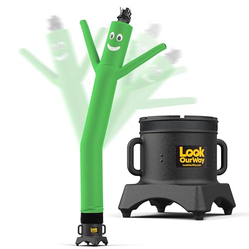 Image of LookOurWay Air Dancers Wacky Waving Inflatable Tube Man Set - 10 Feet Tall Inflatable Dancing Man with Blower - Green