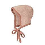 GOTS zertifiziert Disana Baby Strick-Häubchen Reine Bio-Merinowolle, Rose-Natur, Gr. 0 (36-40 cm)