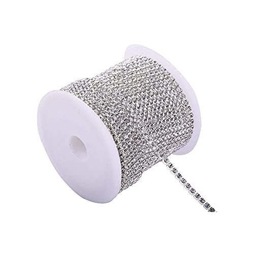 Image of Diy Crafts 13474 20 Yards Crystal Rhinestone Close Chain Trimming Claw Chain, Crystal Beads Silver 20 Yards, #2, Pack of 20 Yards (Multicolor)