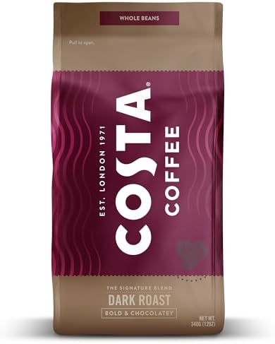 Costa Coffee Whole Bean Coffee, Signature Blend Dark Roast, 12 Oz Bag