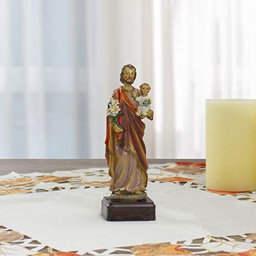Figura decorativa de San José de resina de 9 pulgadas miniatura 2