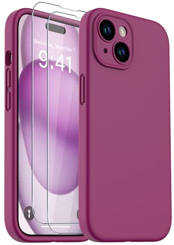 Coque iPhone 15 en silicone rose premium et double verre