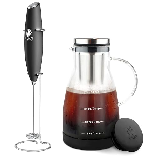 Bean Envy Milk Frother Black Color & Cold Brew Coffee Maker 32 oz