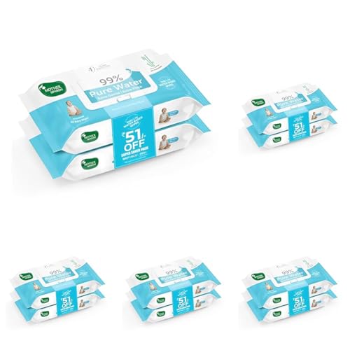 Image of Mother Sparsh 99% Pure Water Baby Wipes (40X2) Super Saver Travel Friendly Combo Pack | Wipes Made with Plant Based Fabric (Pack of 5)