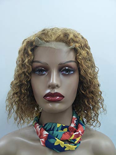 Luxnovolex Curly Human Hair Wigs For Black Women with 4X4 Lace Closure Brazilian Curly Lace Wigs 12A 330% Density Unprocessed Virgin Curly Wigs Blond Color(12 Inch, Lace Wigs)